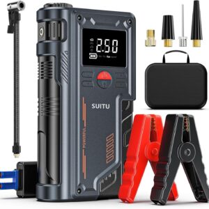 پمپ باد و جامپ استارتر همه‌کاره خودرو مدل st-9631 pro برند SUITU